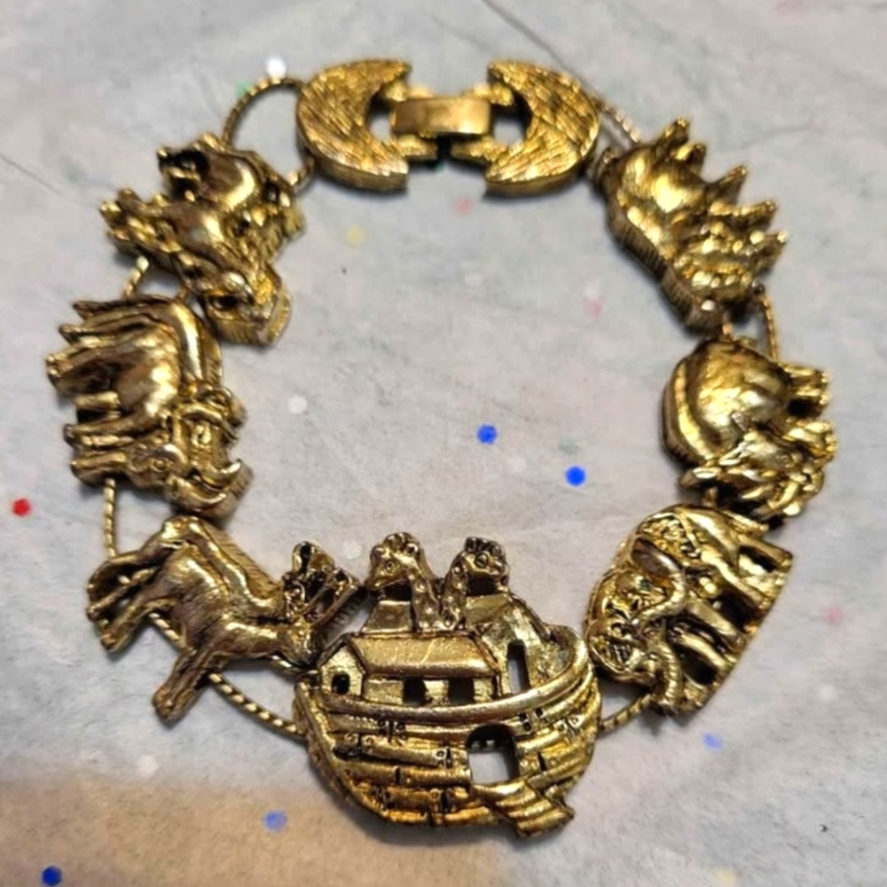 Vintage Noah's Ark Sliding Charm Bracelet